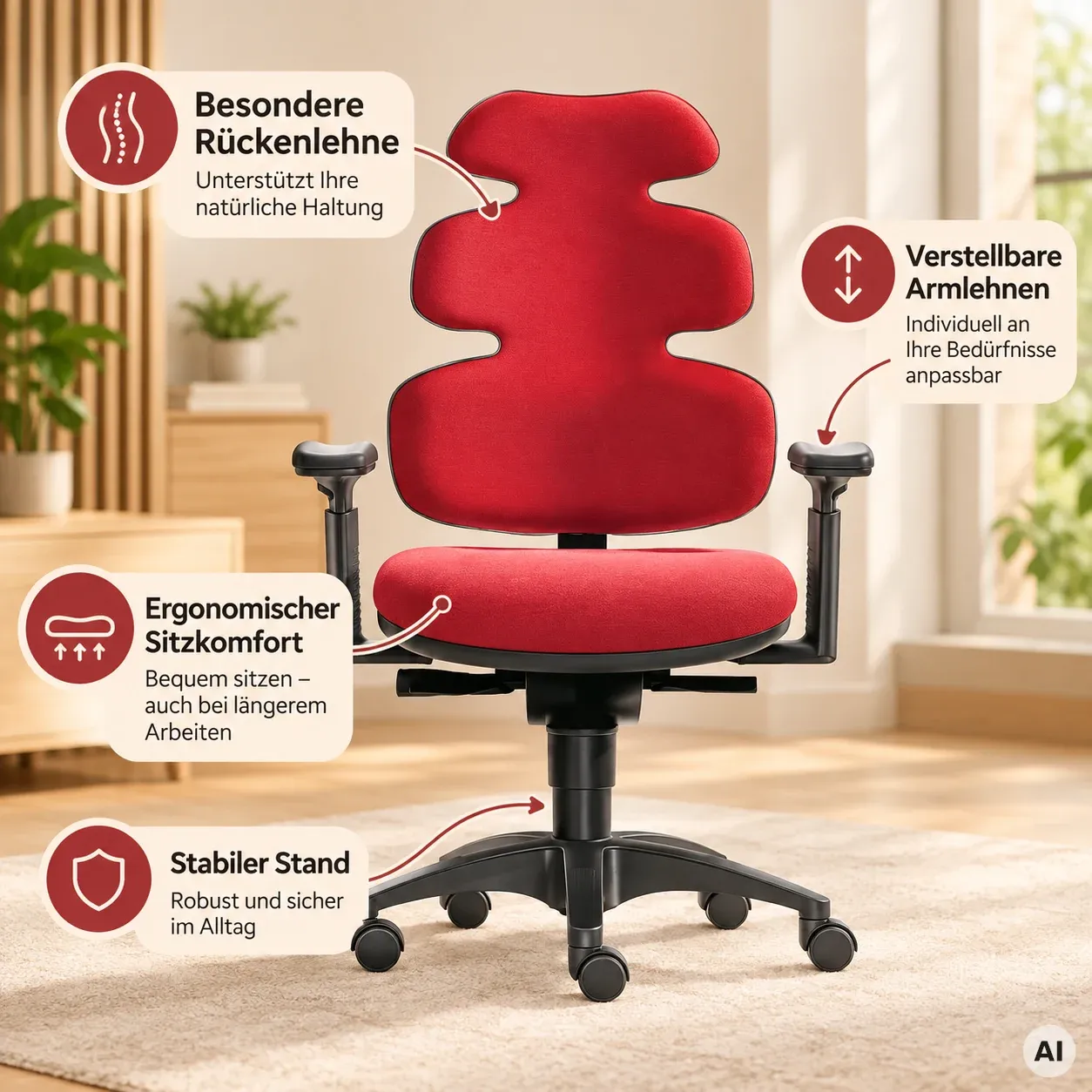 Sun M - Feng Shui Bürostuhl mit besonderer Rückenlehne