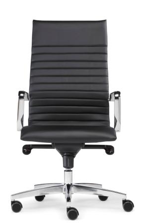 SITWELL Bürostuhl ergonomisch Leder Schwarz: Eleganter Chefsessel mit Quersteppung, verchromten Armlehnen und Fußkreuz für repräsentatives und gesundes Sitzen.