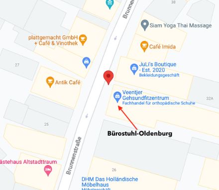 Google Anfahrt zu Bürostuhl-Oldenburg
